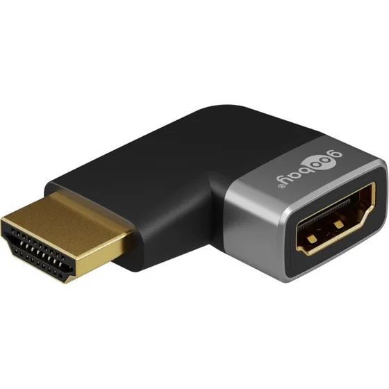 Goobay HDMI 90° Vinkeladapter, 8K @ 60 Hz, Guldpladeret