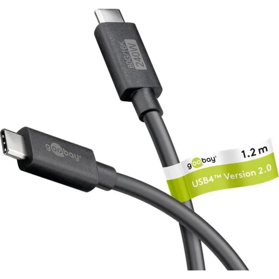 Goobay USB4 2.0 USB-C-kabel 1,2 m, 240 W, sort