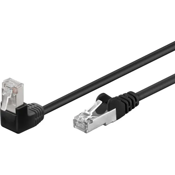 Goobay CAT 5e 10 m vinklet netværkskabel, sort, F/UTP