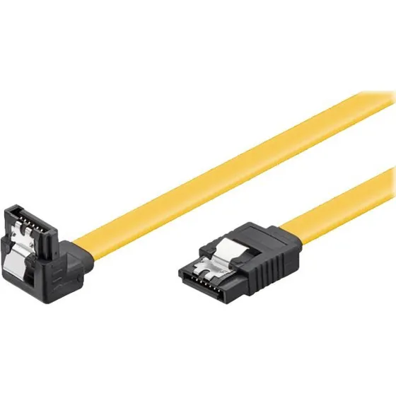 goobay SATA-kabel 1m, gul, 90°, med låseklip