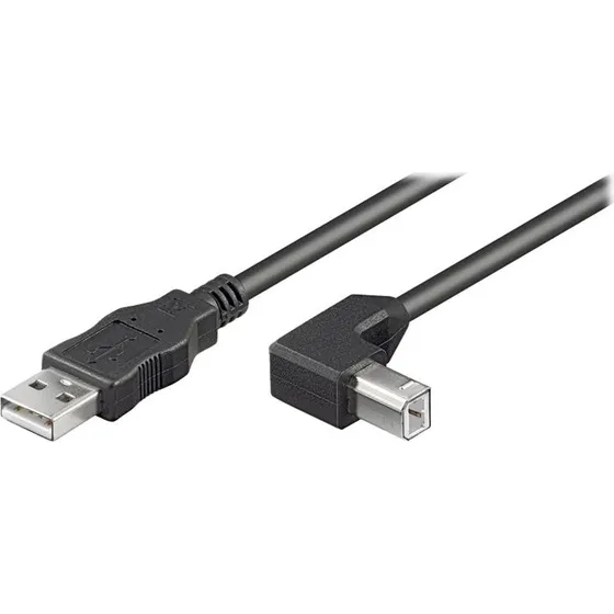 goobay USB 2.0 A-B 90° 5m Sort