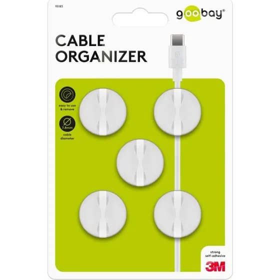Goobay Kabelstyring 5-pack, hvid, selvklæbende