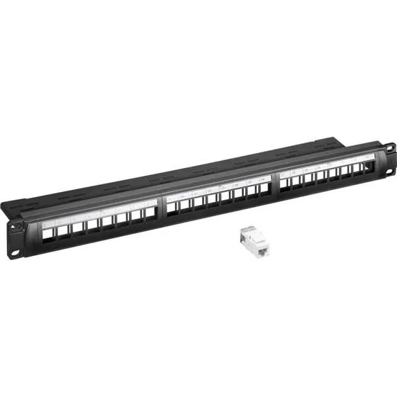 goobay 19" Patch Panel 24x CAT6 UTP 1U, sort