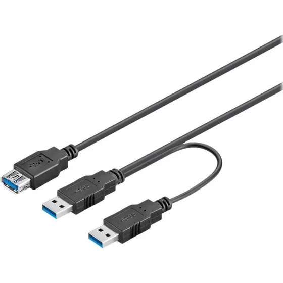 goobay USB 3.0 dual power kabel 30 cm sort