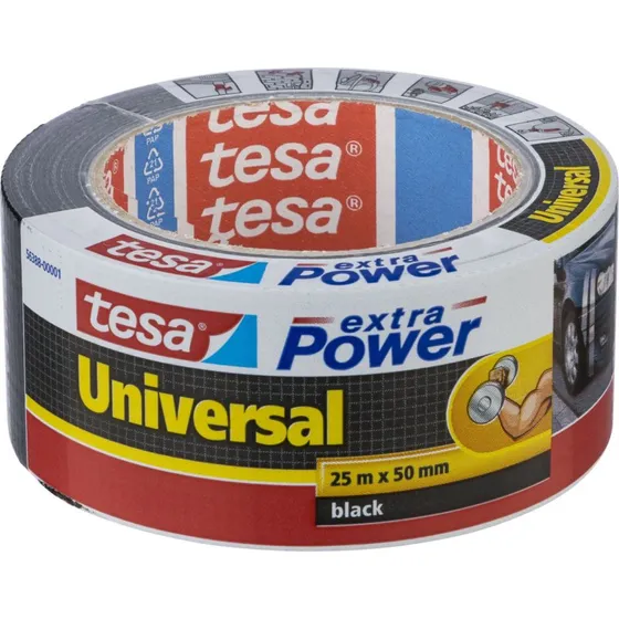 tesa Extra Power Universal Lærredstape 25m x 50mm Sort