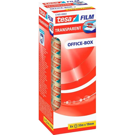 tesa film tape 19mm 33m transparent 8-pack