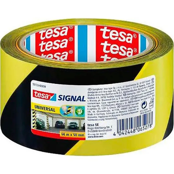 tesa Signal Universal Advarselstape 66m x 50mm Sort, Gul