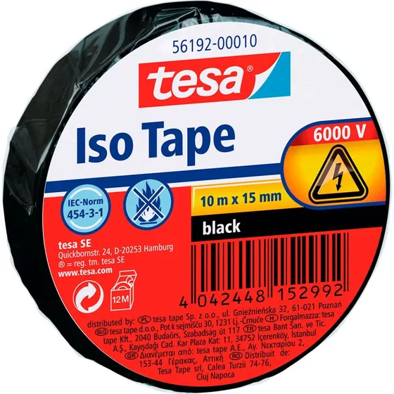 tesa Isoleringsbånd 15 mm x 10 m, sort