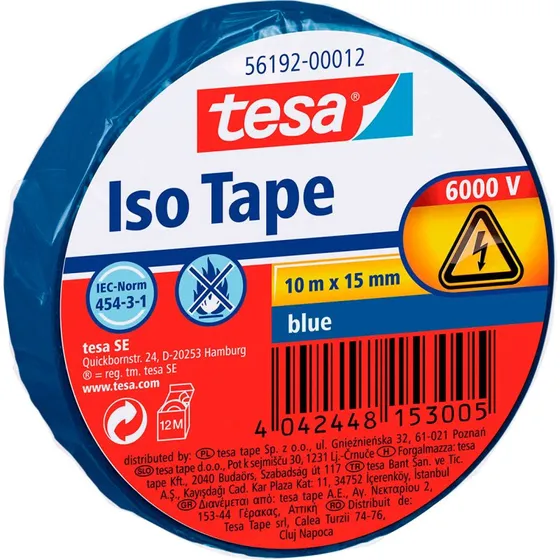 tesa Isoleringsbånd 15mm 10 m blå