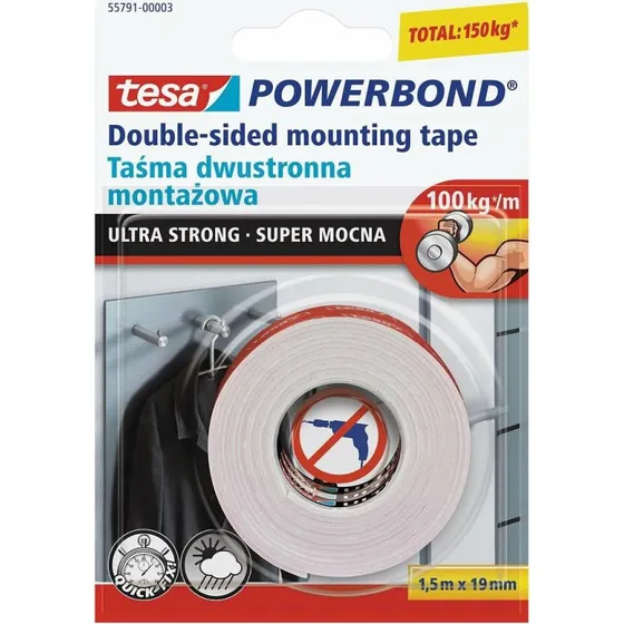 Tesa Powerbond Monteringsbånd 1,5m x 19mm