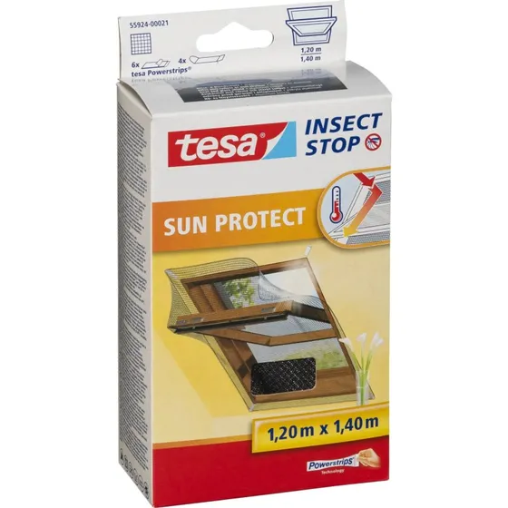 tesa 55924 Myggenet til Vindue 1,2x1,4 m, Sort med UV-beskyttelse