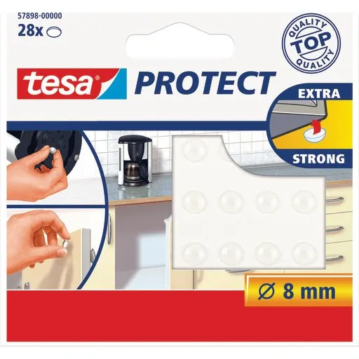 tesa Protect Anslagsdæmper Ø8mm, 28 stk, klar