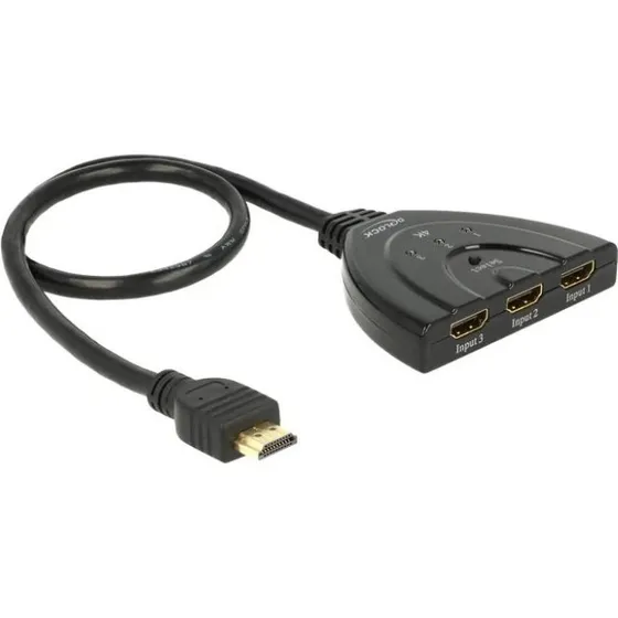 DeLOCK HDMI UHD Switch 3xHDMI in > 1xHDMI out 4K, 50 cm, sort