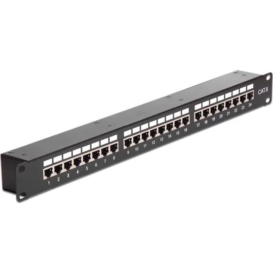 DeLOCK Patchpanel 24-port Cat6 STP 1U Sort