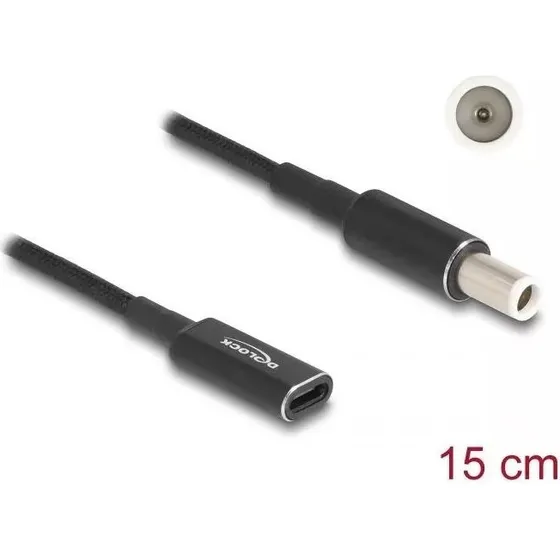 DeLOCK USB-C til Dell 7.4x5.0 mm 15 cm strømforsyningsadapter, sort