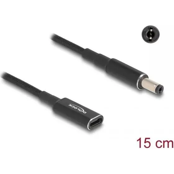 DeLOCK USB-C til DC 5,5 x 2,1 mm 15 cm, sort