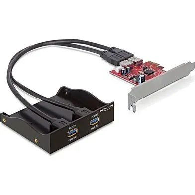 DeLöck PCI-Express x1 USB 3.0 Frontpanel 2x Type A, Sort