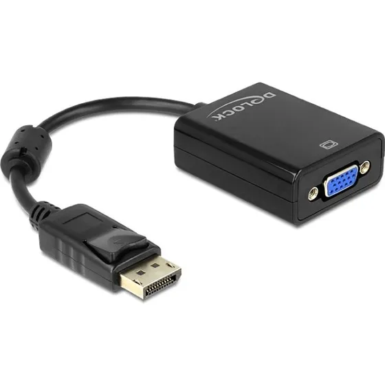 Delock DisplayPort 1.2 til VGA Adapter, 12 cm, sort