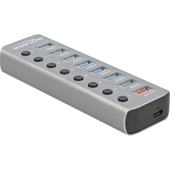 Delock 7-port USB 3.2 Gen 1 Hub, Sort