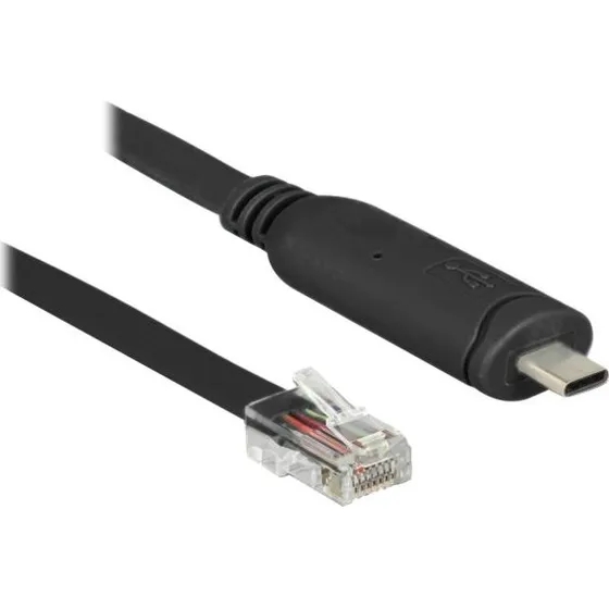 DeLock USB-C til RS-232 Seriel Adapter, Sort