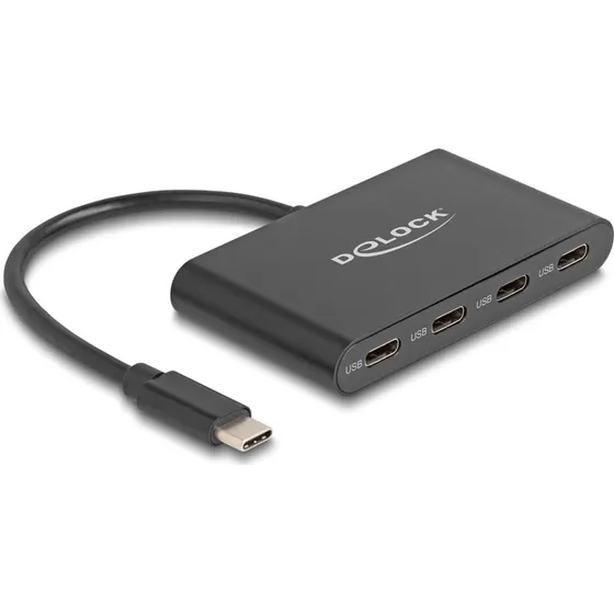 Delock USB-C Hub 10 Gbps, 4 x USB-C, Sort