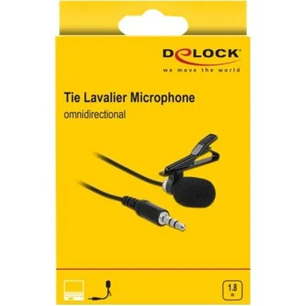DeLock Tie Lavalier Mikrofon 3,5mm, Sort