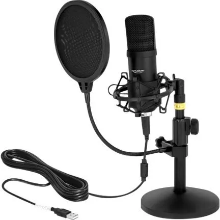 Delock Professional USB Mikrofon Set, Sort, 38dB, til Podcasting & Gaming
