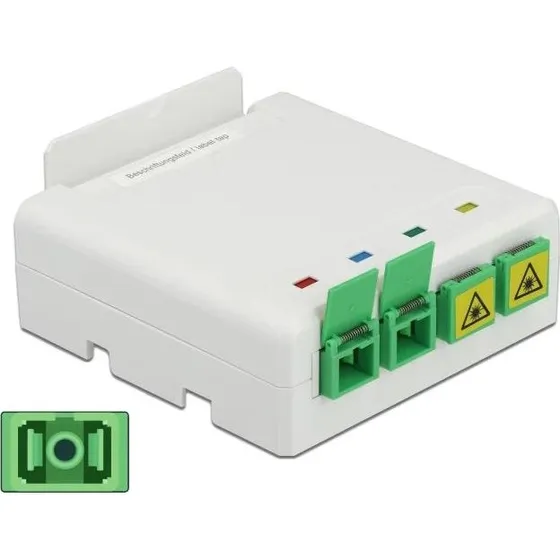 DeLOCK 85921 Optisk Fiber Forbindelsesboks, Hvid, 4xSC/LC, DIN-rail monterbar