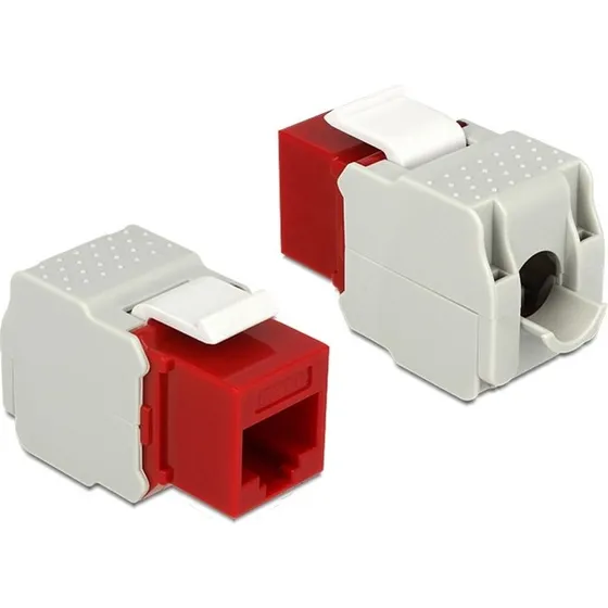 DeLOCK Cat6 Keystone modul RJ45, rød, tool-free