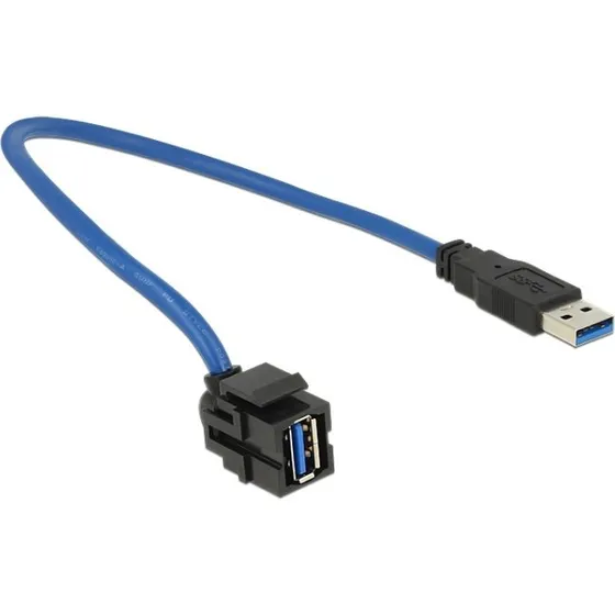 Delock USB 3.0 A 250° Bue, 0,5 m, sort