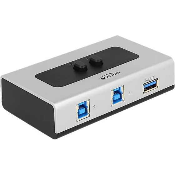 Delock USB 3.0 2-port Manuel Bidirektionel Switch, Sort