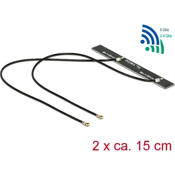 DeLÓCK WLAN Twin Antenne MHF4 5 dBi 2 x 150 mm Sort