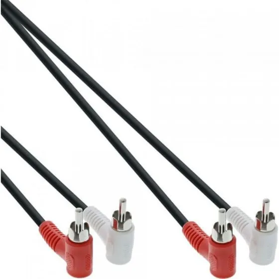 InLine 2 x RCA hane vinklet, 1,2 m, sort