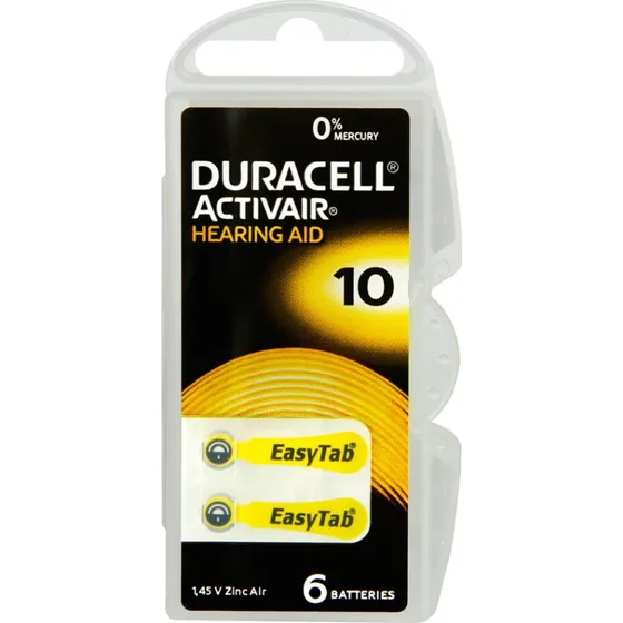 Duracell ActivAir Høreapparat Batterier 1.45V, Zink Luft