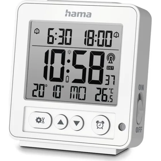 Hama Rhodes Digital Radiostyret Vækkeur Hvid