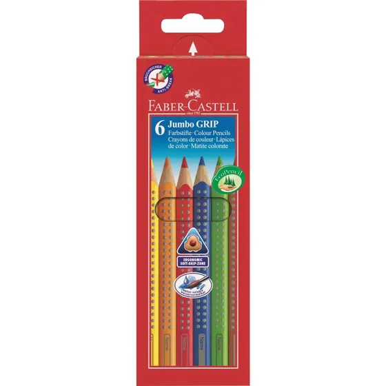 Faber-Castell Jumbo Grip Trekantede Farveblyanter 6 Farver