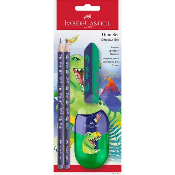Faber-Castell Dinosaur Blyantsæt 4 Dele med Tilbehør