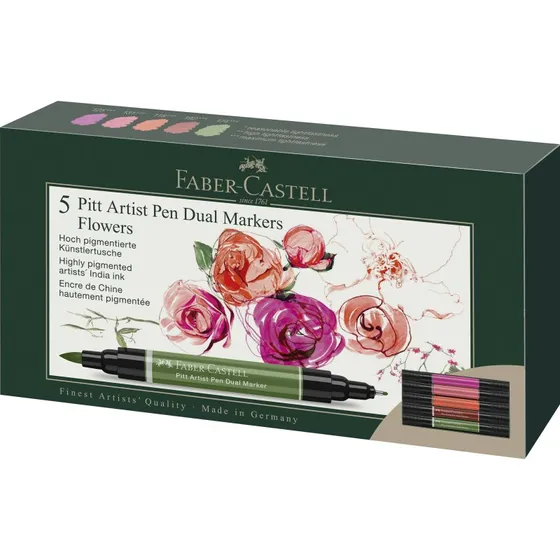 Faber-Castell Pitt Artist Dual Tuscher - 5 Farver - Blomster