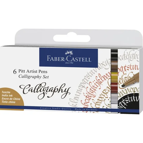 Faber-Castell Pitt Artist Kalligrafi Tuscher 6 Farver