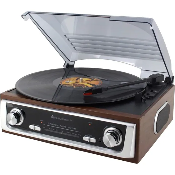 Soundmaster PL196H Pladespiller med Radio og Højtalere