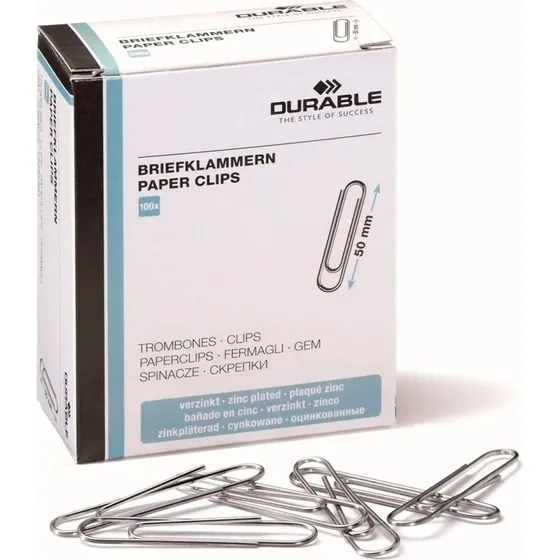 Durable Papirclips 50 mm zinkbelagt 100 stk