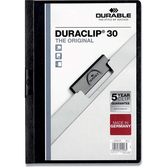 Durable Duraclip 30 Sort med transparent frontdække, A4