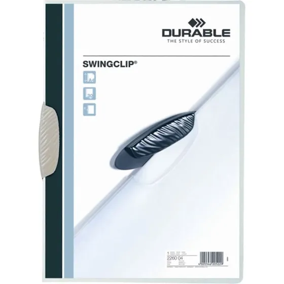 Durable Swingclip Klemmefil A4, transparent med hvid klemme