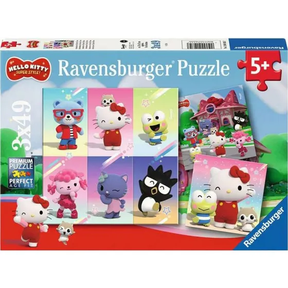 Ravensburger Hello Kitty Super Style Puslespil, 3x49 brikker, 5+ år