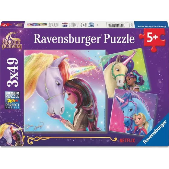Ravensburger Puslespil 3x49 Brikker - Unicorn Academy, 5+