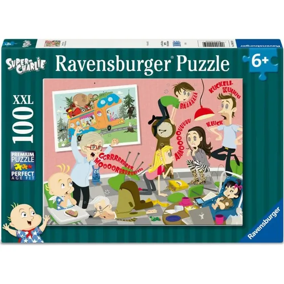 Ravensburger Super Charlie - En Dramatisk Frukost 100 brikker, XXL