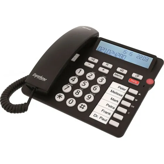 Tiptel Ergophone 1300 Telefon med LCD-skærm og opkalds-ID