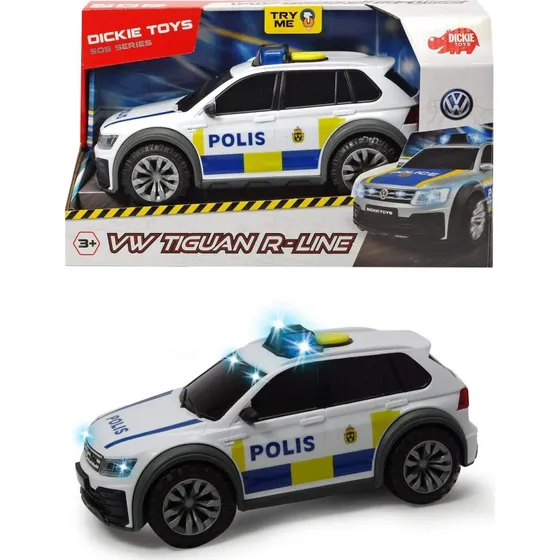 Dickie VW Tiguan R-Line Politibil 1:18 med lys og lyd, fra 3 år