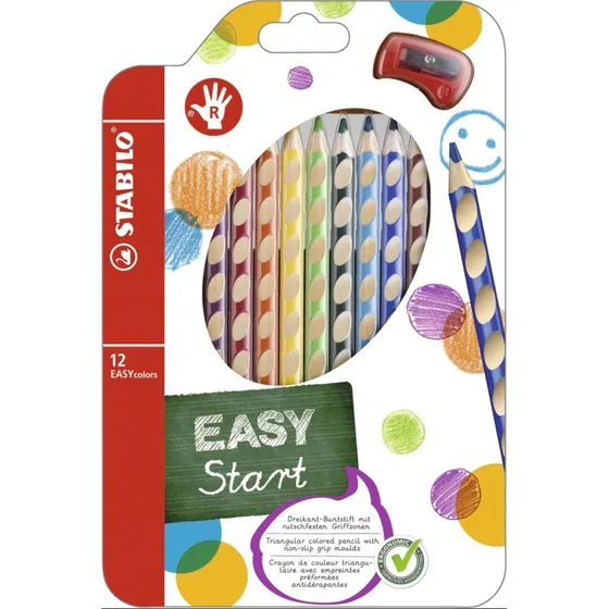 Stabilo EASYcolors Farveblyanter 12 Farver - Ergonomisk for højrehåndede