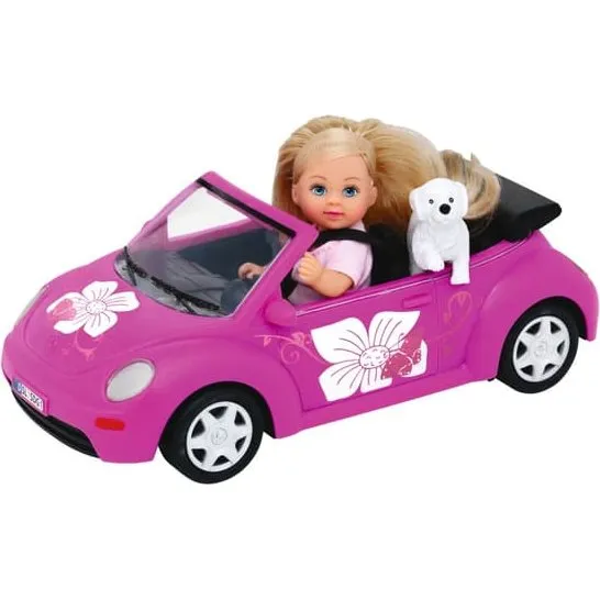 Simba Evi LOVE Volkswagen Beetle, dukke med bil og hund